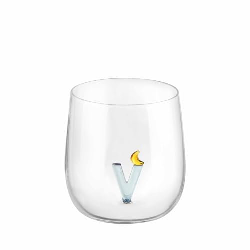 KASANOVA Bicchiere lettera V luna vetro borosilicato Benny Setti trasparente