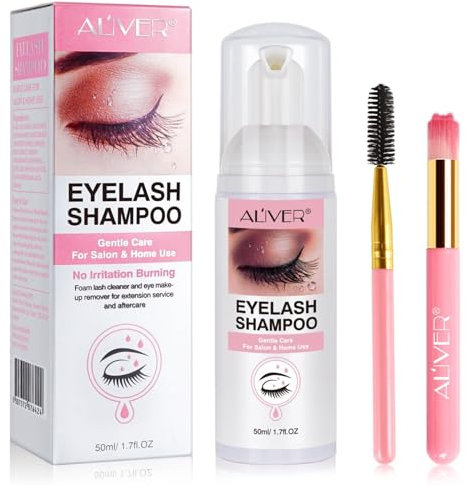 P-Beauty Eyelash Shampoo 50ml | Wimpern & Augenbrauen Reiniger Set mit Bürste & Pinsel | Wimpernverlängerungsshampoo | Pflege für Wimpernextensions & Natürliche Wimpern | (50ml)
