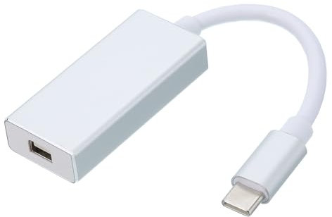 sourcing map TYPE C to MINI Display Port (DP) Adapter Video Converter USB-C Cable External HD MINI DP Device for HDTV, Projectors, Monitor, Silver Grey