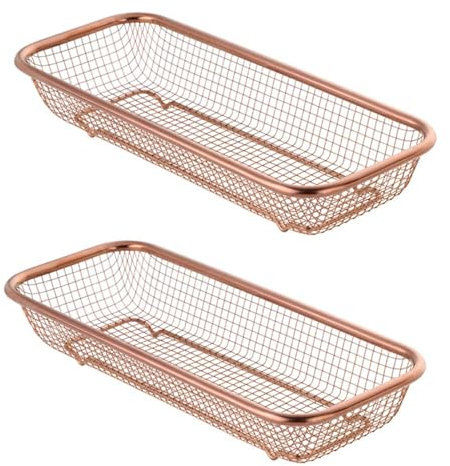 Organizzatore for cassetti da cucina da 2 pacchi, contenitori portaoggetti in acciaio inossidabile cestelli portaoggetti for armadietti in metallo dorato for utensili da cucina (Size : D)