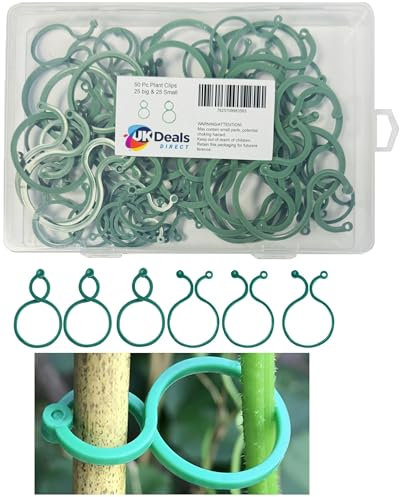 UKDD® 50pc Garden Plant Clips, Twisty Plant Rings for Securing Plants Stems Reusable, Can be used for Plants Indoor and Outdoor, Cane & Plant Support Clips 42mm & 25mm