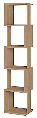 HOCUS PICUS Piri Bücherregal mit 5 Etagen, offenes Regal, Aufbewahrungseinheit, Büro, Wohnzimmermöbel, moderne freistehende Displayecke | Wand-Bücherregal mit vielen Farboptionen (Eiche)