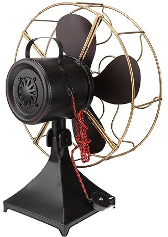 Amosfun Vintage Iron Standing Fan Casual Iron Fan Square Base for Home Bedroom Office Decor Photography