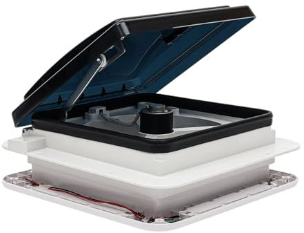 KOLHGNSE RV Dachventilator, Wohnwagen Abluftventilator 12V Wohnmobil Dachfenster Schalldichte Dachluke Leiser Lüfter Dachlüftung Entlüftung mit Dachhaube & LED 30W 28 * 28cm