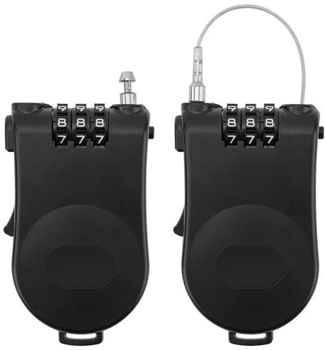 2 Stücke Einziehbares Kabelschloss Zahlenschloss mit 107 cm Drahtseil Kofferschloss Reiseschloss Gepaeckschlösser Tragbares Helmschloss Rollerschloss Seilschloss für Helm Motorrad