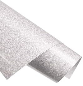 SCULPFUN White Glitter Heat Transfer Vinyl, 12 x 5ft Vinyl Roll PU HTV Vinyl Iron On Vinyl for T-Shirt, Clothing, Bag, Shoes, Perfect for Beginners, Easy to Weed