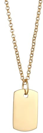Kuzzoi Herren Halskette mit Anhänger Gravur Platte (15 mm) poliert 375 Gelbgold Dog Tag Kette mit Erkennungsmarken Design für den Mann Goldkette Länge 50 cm