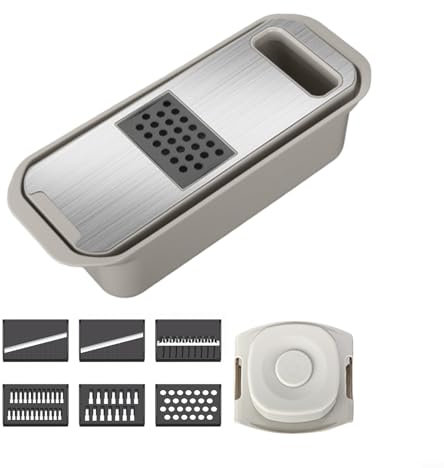 Essential For Kitchen Gadget 6 in 1 Vegetable Slicer to Make Meal Preparation Faster While Safety During Use (Gray)