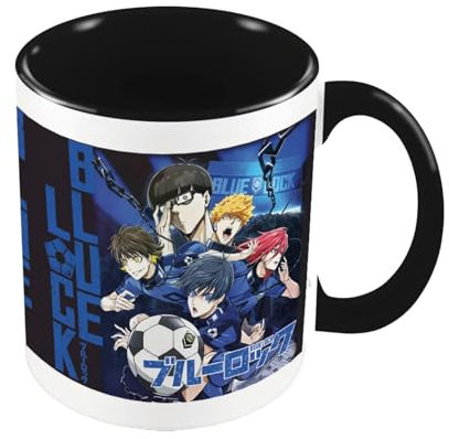 Pyramid International Blue Lock Chains Tasse à dosettes en céramique intérieure noire – Tasse à café unique d'anime, passe au lave-vaisselle et au micro-ondes, 325 ml, idéale pour les fans de