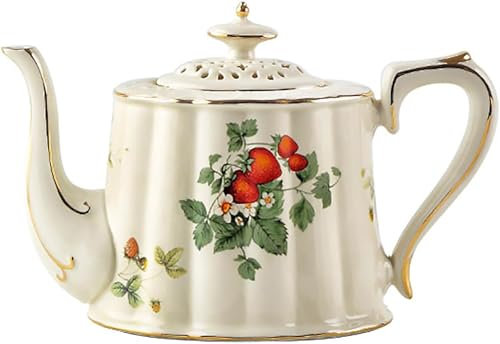 Generico Set da tè in Porcellana Set da caffè Inglese Vintage alla Fragola Set Tazza da caffè e piattino per l'anniversario di Matrimonio