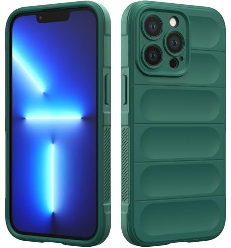 Silicone Case Compatible with iPhone 13 Pro Max, Silky-Soft Touch Cover, Anti-Scratch Phone Case with Microfiber Lining, Shockproof Full Body Protective Case with Camera Protection (Dark Green)