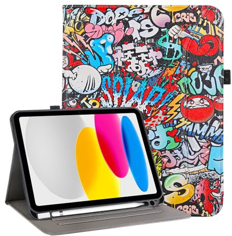Vakarey Funda para iPad A16 11 Pulgadas 2025,para iPad 10 Generación/11 Generación Funda con Soporte para Lápiz,Grafiti