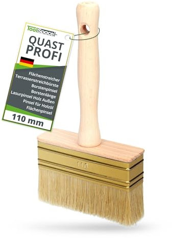 ToolSpace Quast 110 mm Profi Flächenstreicher Deckenbürste Kleisterbürste Fassadenpinsel Holzgriff Kleisterpinsel Tapetenkleister Tapezierbürste Borstenpinsel zum Grundieren Tiefengrund Lasurpinsel