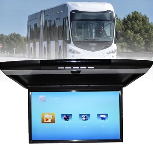 1080p HD-Video-Auto-MPV-Dach herunterklappbares Multimedia-Auto-Decken-Overhead-TV-Player-Display 17,3-Zoll-Breitbild-Ultradünn mit HDMI-/USB-/SD-Eingang, 12 V/24 V,Black