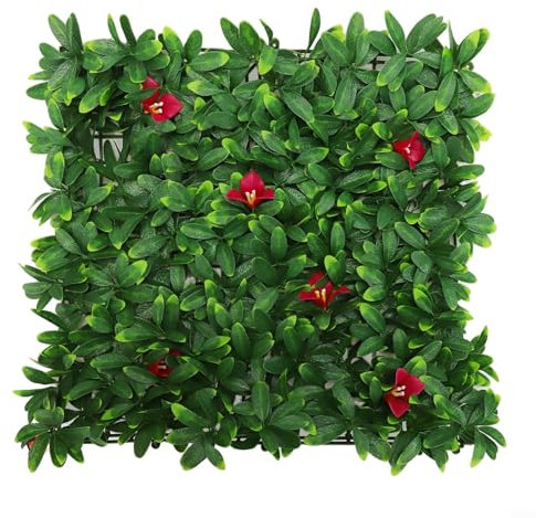 Künstliche Pflanzen Blume lebende Wandpaneele, realistische künstliche Kunsthecken Paneele Grüner Efeu Sichtschutzzaun Wand, für Haus Garten Balkon Außendekoration (F)