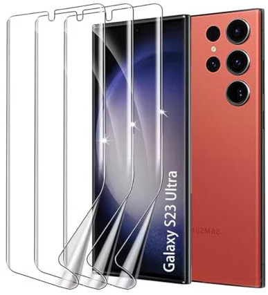 Películas de Hidrogel para Samsung Galaxy S23 Ultra 6.8,3 Piezas TPU Protectores de Pantalla Película,HD transparente film protectora,Film hidrogel transparente,Alta sensibilidad Película flexible