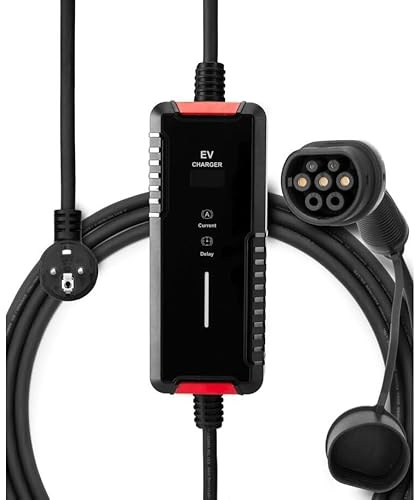 EVloaded | Tragbares EV Ladekabel 220V auf | Typ 2, 3,3kW, 16A, 1-phasig, 5m | Mit WLAN & Tuya App-Steuerung – Für Renault ZOE, VW e-Golf, BMW i3 u.v.m.