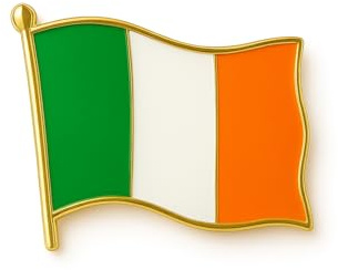 Irish Flag Pin Badge, 2 Piece Set, Flying Flag Design