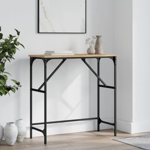 Frdhee Petite table basse pour téléphone, console en chêne 75 x 32 x 75 cm, table de lit pour petits espaces, salon, chambre à coucher