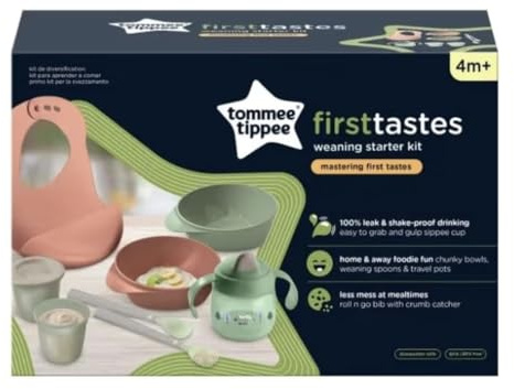 Tommee Tippee Weaning Starter Kit, First Tastes, Baby Cups Set with Leak-Proof Cup and Sippee Cup, 4m+
