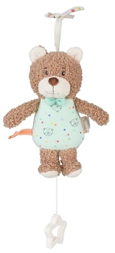 Sterntaler Spieluhr S Bär BO, Kinder- und Babyspielzeug, weicher Flausch, zum Anbinden, herausnehmbares Spielwerk, Sternengriff, Melodie „La Le Lu“, 19×16×7 cm, Hellbraun