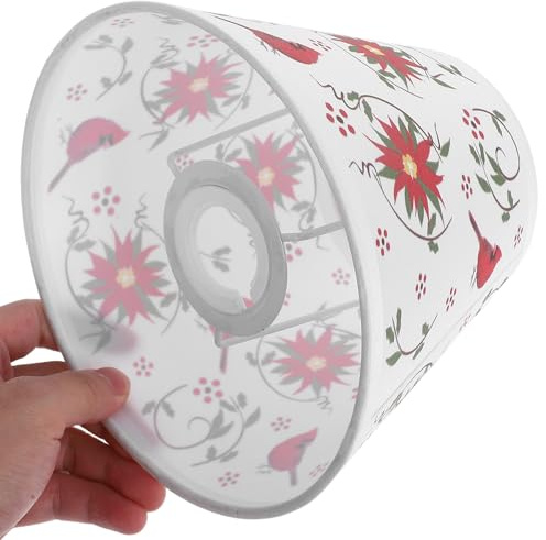 Lampenschirm mit Rotem Blumenmuster aus Stoff für E14 Tischlampe | Wohnzimmer und Schlafzimmer, Abnehmbar, Leicht zu Reinigen, Einfache Montage, Moderner Stil