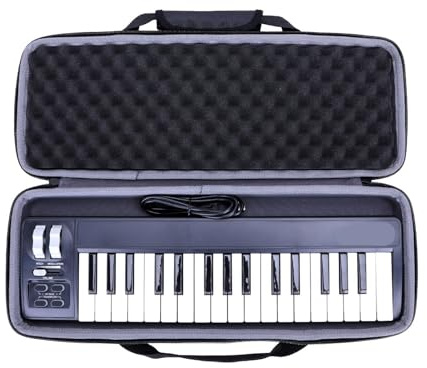 ATEUXOL MIDI Keyboard Controller Case MIDI Controller Keyboard Cover EVA Hard Case, 32-Key Midi, Protective Carrying Storage Bag Only