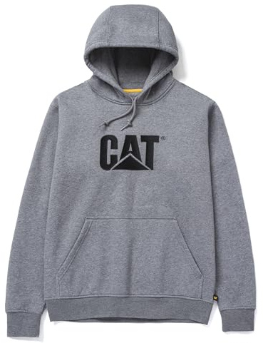 CAT Caterpillar Men's Trademark Hooded Sweatshirt, Dark Heather Grey, XXL
