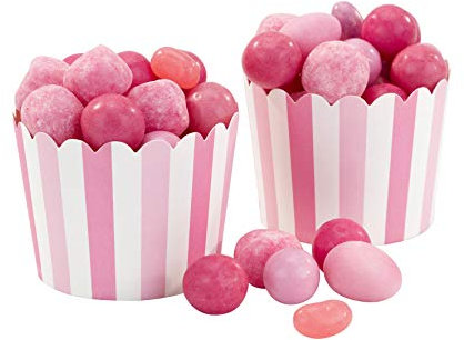 Talking Tables Lote de 20 moldes de papel rosa y blanco para hornear tartas, helados, postres, dulces, 46 x 50 mm