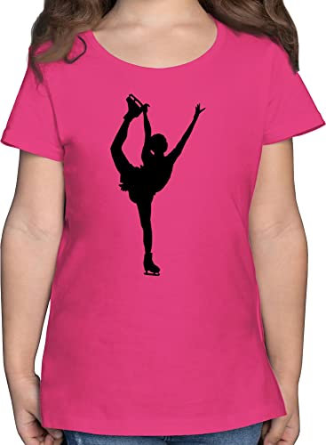 T-Shirt Mädchen - Kinder Sport Kleidung - Eiskunstläuferin Einzellaufen - 152 (12/13 Jahre) - Fuchsia - Sport-Shirt 25. Geburtstag Ice Skates t Shirt Sportshirt iceskater Tshirt Kurzarm iceskate