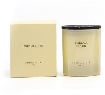 CERERÍA MOLLA 1899 | Premium Kerze French Linen | 1-Docht Aromakerzen | 50 Stunden Brenndauer | Natürliche Duftkerze | Recycelbare Verpackung | Handgemachte Kerze