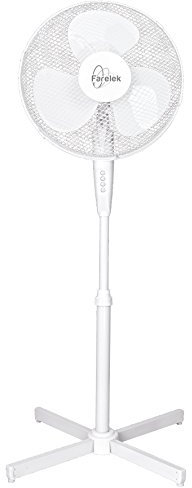 Farelek Ventilateur sur pied TENESSEE 50W Ø40cm, corps et pales en plastique blanc, hauteur 10-130cm, 3 vitesses, tête oscillante 180°