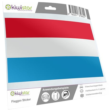 Kiwistar - Autoaufkleber Sticker Fahne Flagge Aufkleber 15cm Luxemburg Flagge Länder Wappen Fahne Sticker Kennzeichen - Auto - Fahrrad - LKW