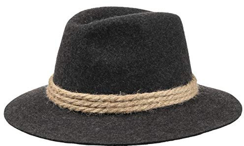 Ur-Tiroler Trachtenhut - Almhut Herren/Damen - Wanderhut aus 100% Wollfilz - Oktoberfesthut mit RIpsfutterband - Tirolerhut Sommer/Winter - Filzhut anthrazit 57 cm