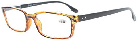 Eyekepper Klassische Qualitätslesebrille Herren in Schwarz-Bernstein+0.50 | rechteckige Fassung mit Federscharnier, leichter Rahmen, kratzfest, vielseitig für Lesen, Arbeit, Handwerk, Alltag