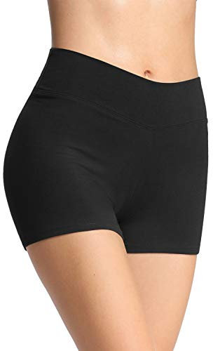 4How Damen Tights Shorts Sport Kurze Hosen Radlerhose Laufshorts Fitness Yoga Tanzen Shorts Sportshorts Hotpants Sommer Unterrock Kleid Schwarz L