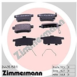 ZIMMERMANN Bremsbeläge Satz Bremsklötze Bremssteine Set Hinten Foto entspricht Lieferumfang mit Feder 24435.150.1