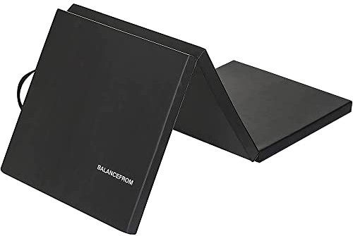 BalanceFrom 2-zoll Dicke Dreifach Faltbare Übungsmatte mit Tragegriff, Schwarz