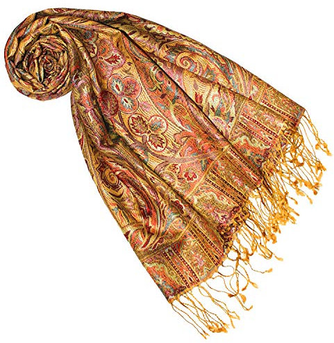 Lorenzo Cana - Echarpe - Imprimé cachemire - Femme 70 x 190 cm Gelb-rosenholz-orange