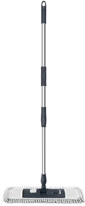 Mery | Mopa Microfibra Premium | Palo Telescópico Aluminio Máximo 140 cm | Rosca Universal | Lavable | Ecológico | Gris y Negro | Medidas Mopa: 45x15 cm