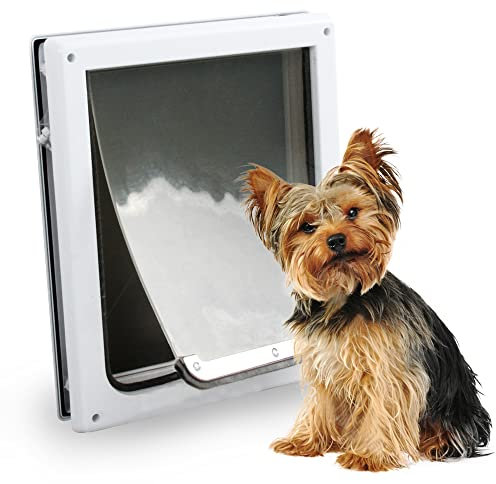 Pet Prime Haustierklappe Tür für Hunde, 2-Wege-Verriegelung, Haustierklappe, Wandeingang, Haustiertür mit transparenter Klappe, Small