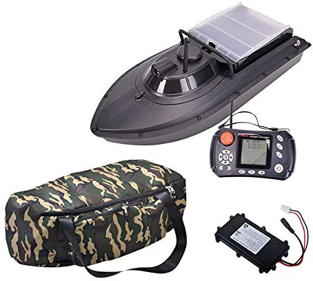 AILZNN Autopilot Fish Lure Boat, GPS Sonar Fishing Bait Boat RC Boat Remote Control Wireless Fish Finder with Double Motor and Night Light,Black-B