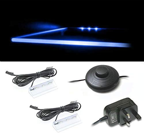 Set of 4 LED Glass Edge Lighting Clip in Blue [Energy Class A]