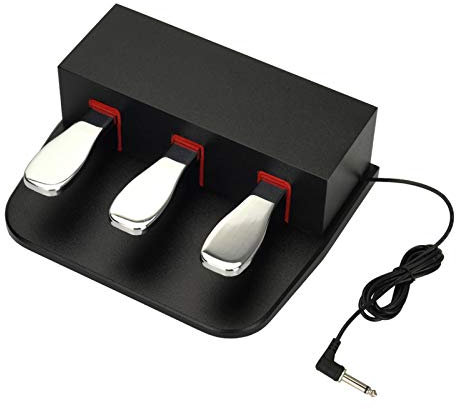 3 Sustain Pedal with 6.35mm 1/4 Inch Plug Universal for Electronic Keyboards and Digital Pianos, Electric pianos, MIDI Keyboards,Synthesizer (Black)