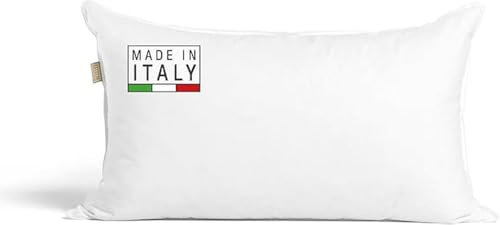 DREAMIN*101 - Cuscino Letto in Piuma Ultrasoffice Ipoallergenico, Guanciale Letto Traspirante con Imbottitura in Piumino e Federa in Cotone, Cuscini Letto Made in Italy, 50x80 cm, Cloud (Alto 10 cm)