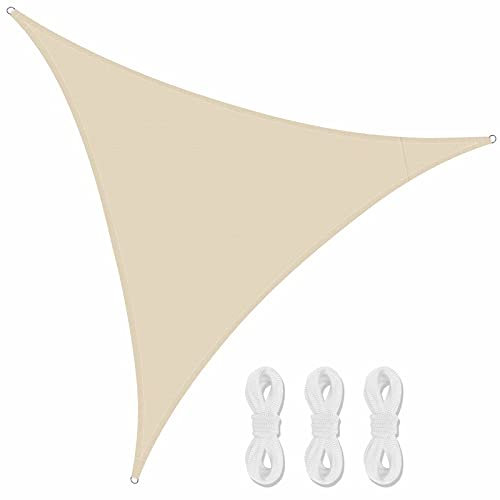 Voile d'ombrage Triangulaire Imperméable, Toile Ombrage HDPE Respirant Protection Rayons UV, pour Résistant et Respirant pour Jardin Terrasse Camping Fête Piscine, avec 3 Morceaux de Corde