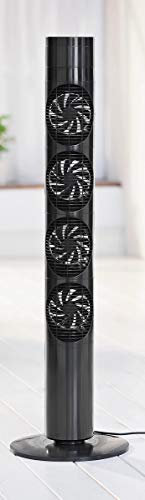 Ventilateur 360 degrés - 4 rotors réglables individuellement - 3 vitesses et 2 modes d'aération, écran avec affichage de la température.