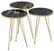 Beistelltisch Kaffeetisch Couchtisch Sofatisch Nachttisch Betttisch Laptoptisch mit Metallbeinen,Metallgestell, dekorativ, 3 er Set rund ,33 cm Durchmesser ,vergoldet, Gold ,Höhe 47, 51, 55 cm, 5361