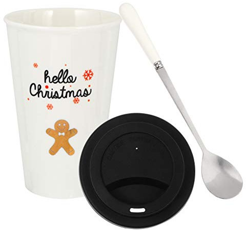 TOYANDONA Taza De Navidad Taza De Cafe De Ceramica Tazas De Agua De Porcelana Vasos De Agua De Navidad Taza Cerámica Oficina con Cubierta Taza De Té De Porcelana