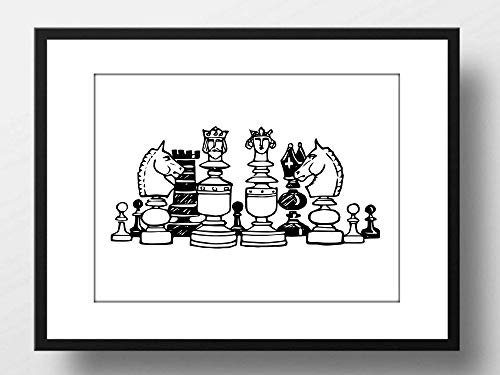 Kunstdruck Din A4 ohne Rahmen - Schach - Hobby Schachspiel Schachfiguren Chess Poster Bild Druck
